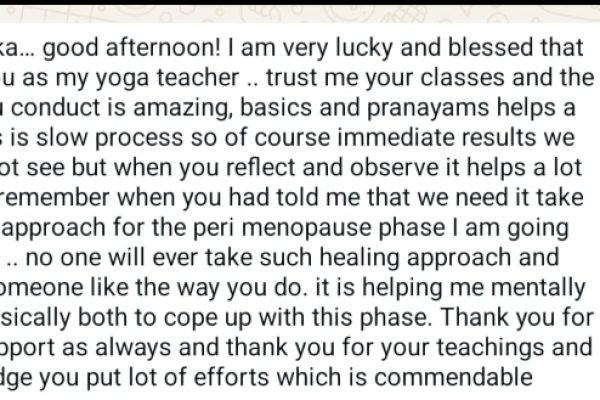 Jigna Ghodi - Regular yoga & movement testimonial